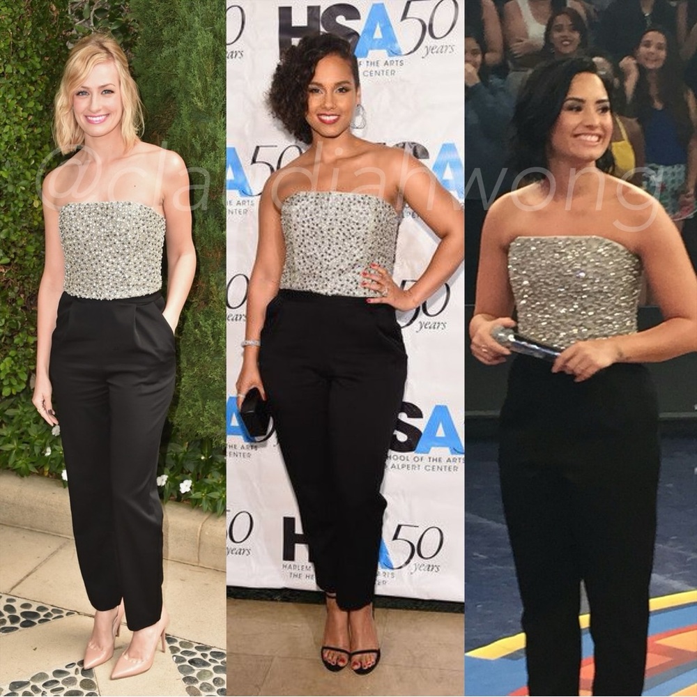 ALICE + OLIVIA Jeri Embellished Jumpsuit in Black Cream - Picture 5 of 14